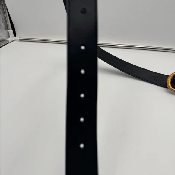 GUCCI Marmont Double G Belt Black Leather Antique Gold Buckle Authentic - Picture 5 of 6